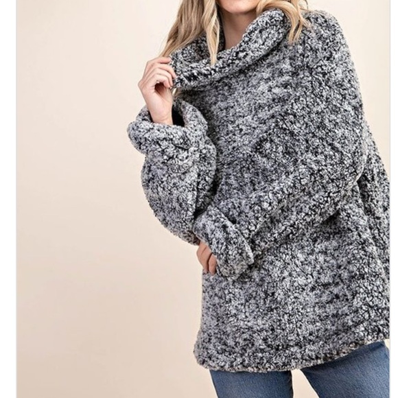 New Fluffy fuzzy teddy balloon bell sleeve sweater - Picture 2 of 4